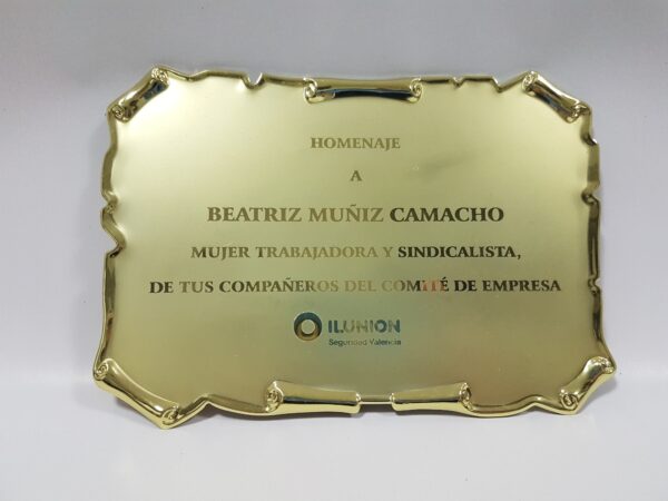 PLACA CONMEMORATIVA ORO