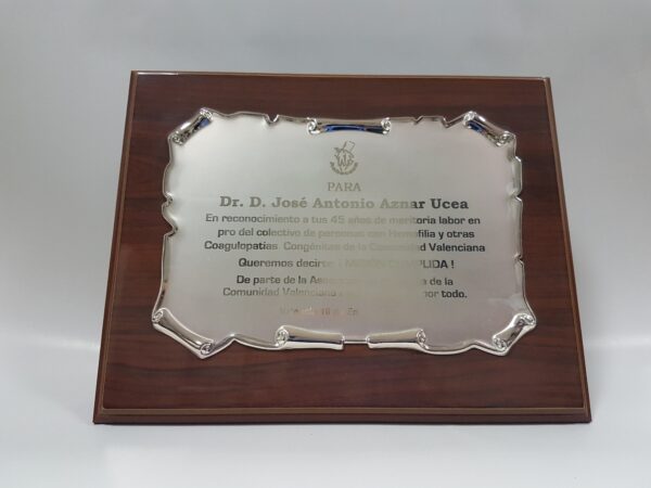 PLACA CONMEMORATIVA PLATA