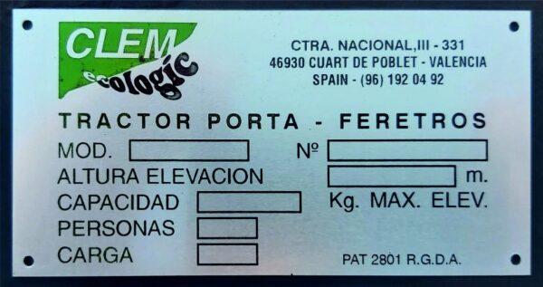 Placa aluminio color